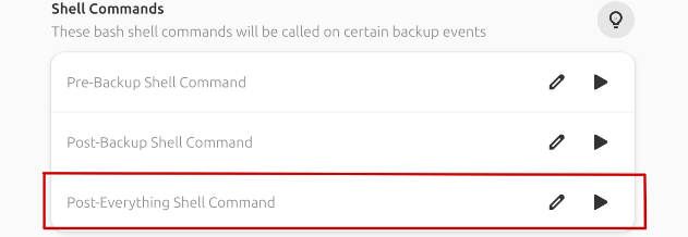 A screenshot of my patched Pika Backup version with a "Post-Everything command" input field